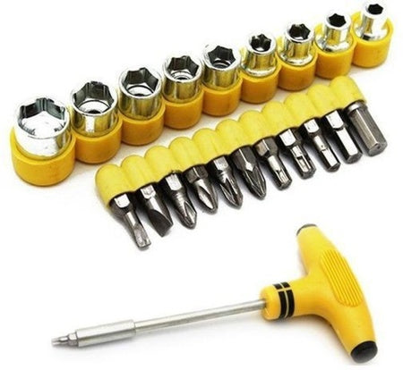 24pcs T Shape Screwdriver Set Batch Head Ratchet Pawl Socket Spanner Hand Tools - LootFaat