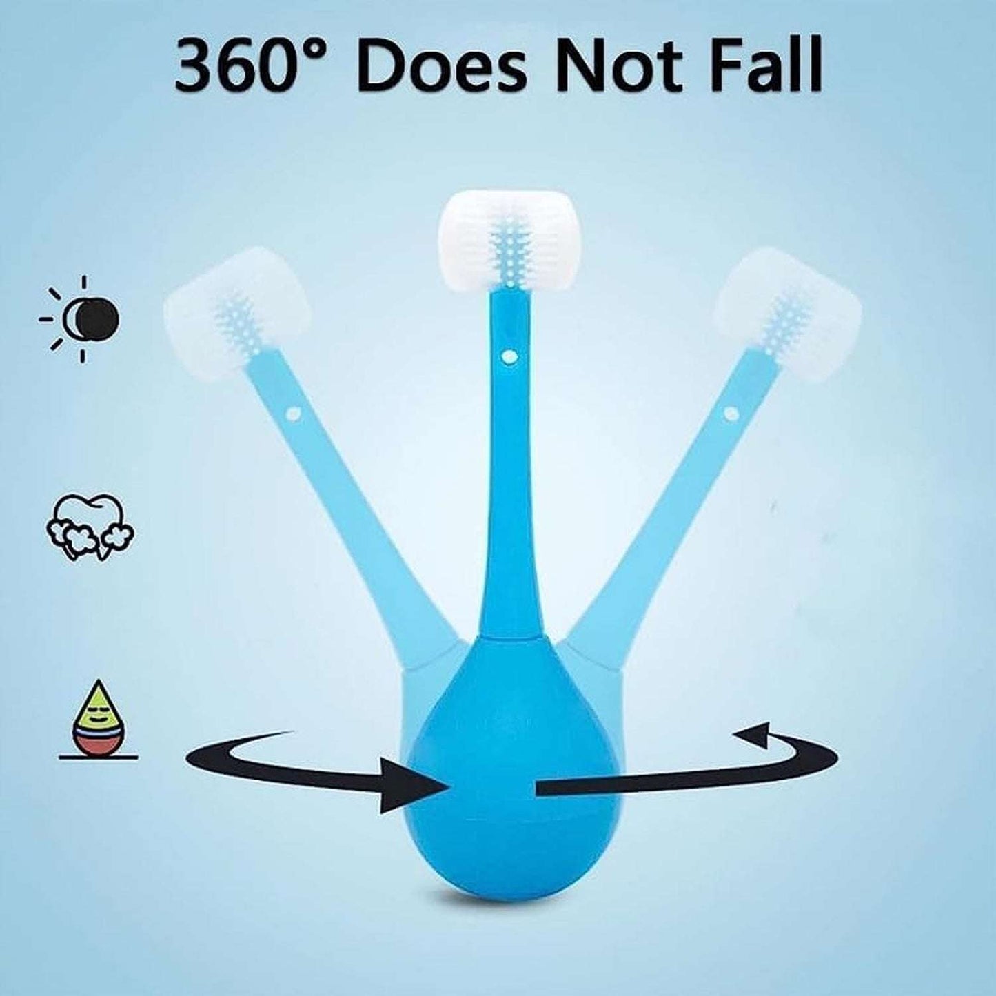 Toddler Toothbrush - Soft Bristle Toothbrush - 3-sided Training Toothbrush With Silicone Head Inverted Cleaning Toothbrush For Aged 2-12 Childrens Cleaning (1 Pc) - LootFaat