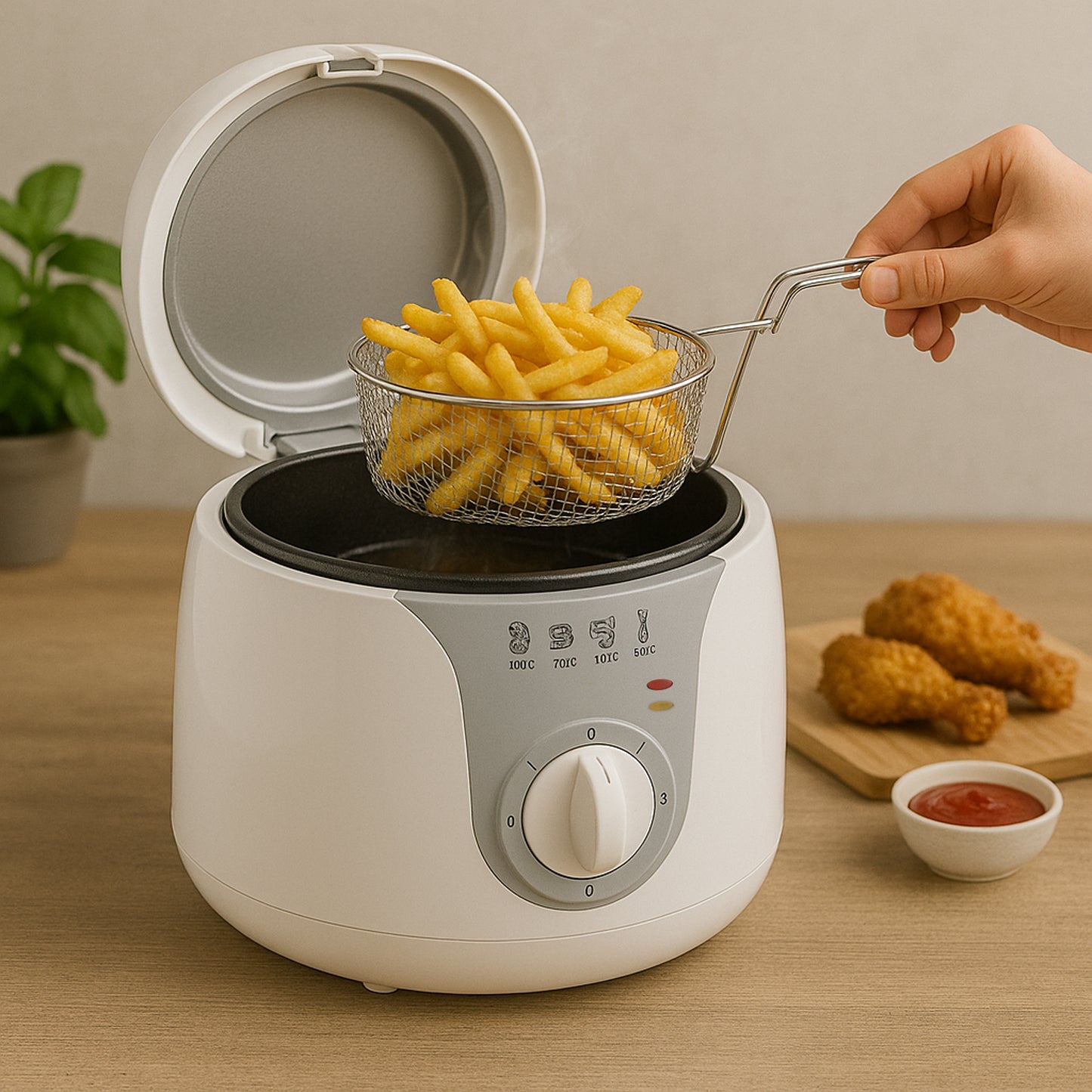 Orbit 1200W Electric Deep Fryer with Adjustable Temperature