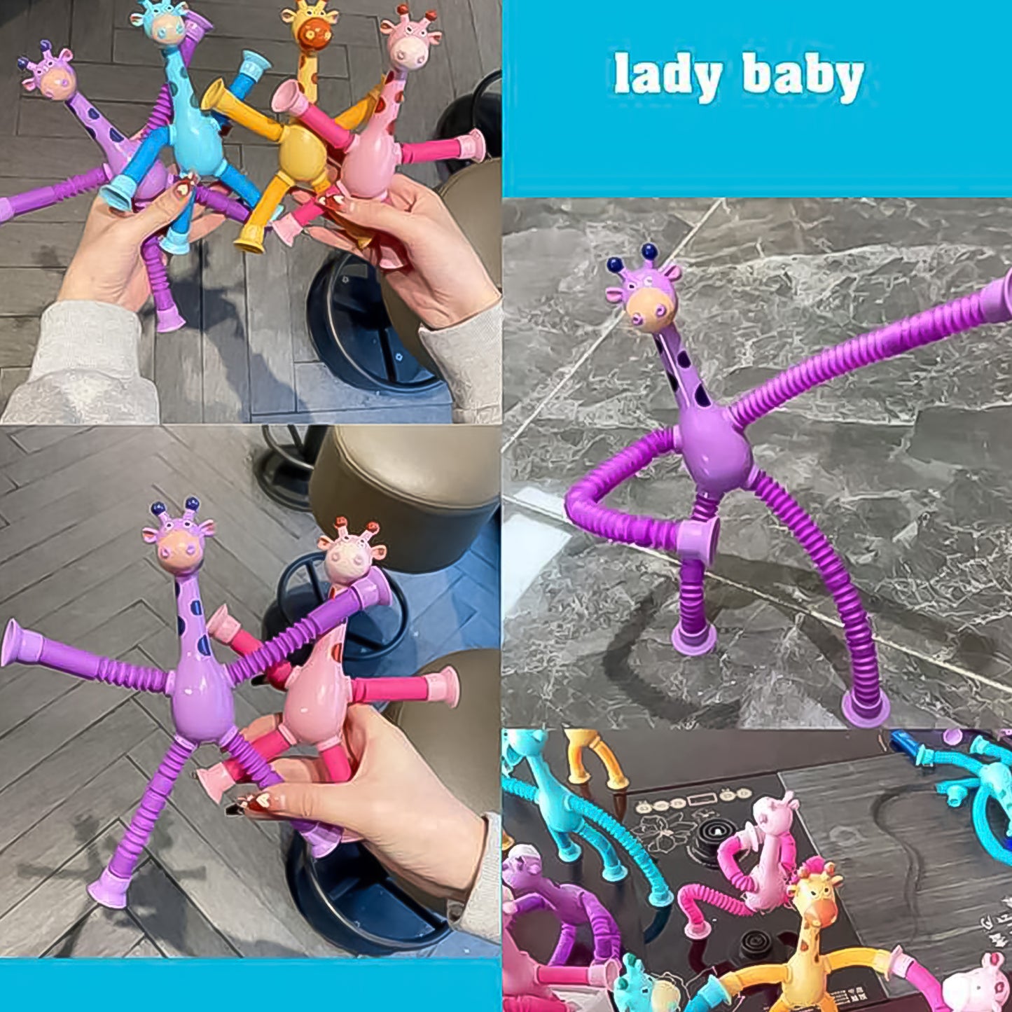 Led Giraffe Telescopic Suction Cup Toys (1 Pc) - LootFaat