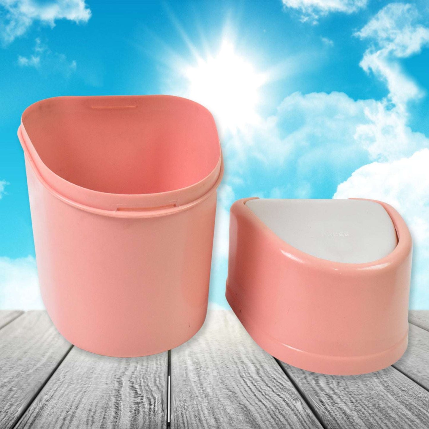 Mini Trash Can Dustbin Plastic Garbage Can With Lid (1 Pc) - LootFaat