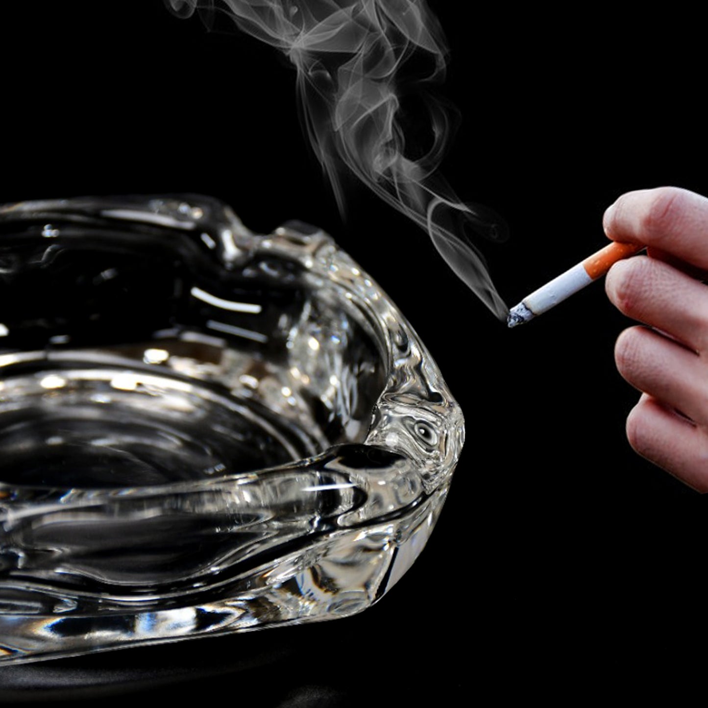 Glass Brunswick Crystal Quality Cigar Cigarette Ashtray Round Tabletop For Home Office Indoor Outdoor Home Decor - LootFaat