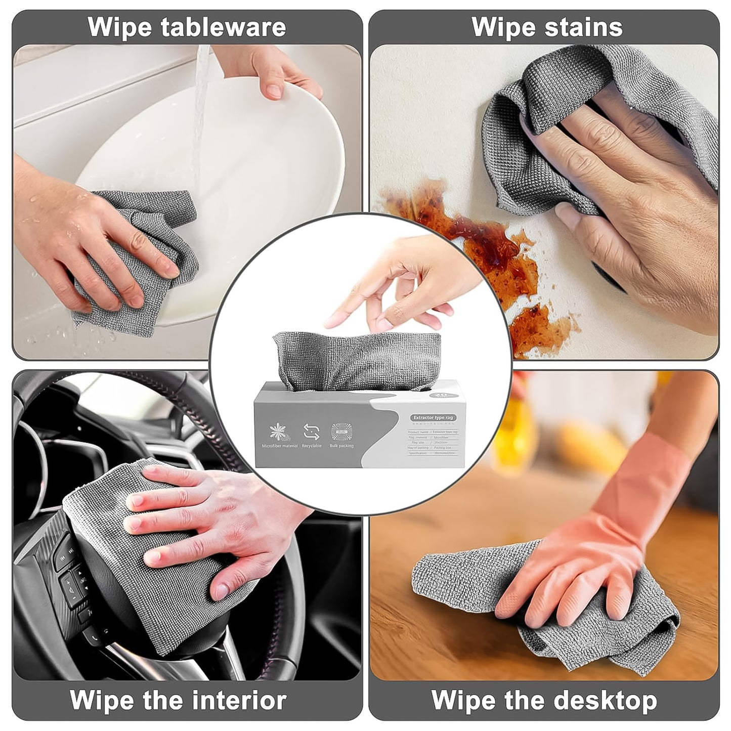 Reusable Magic Cleaning Rags - Multi-Surface Microfiber Cloths (20 Pack)