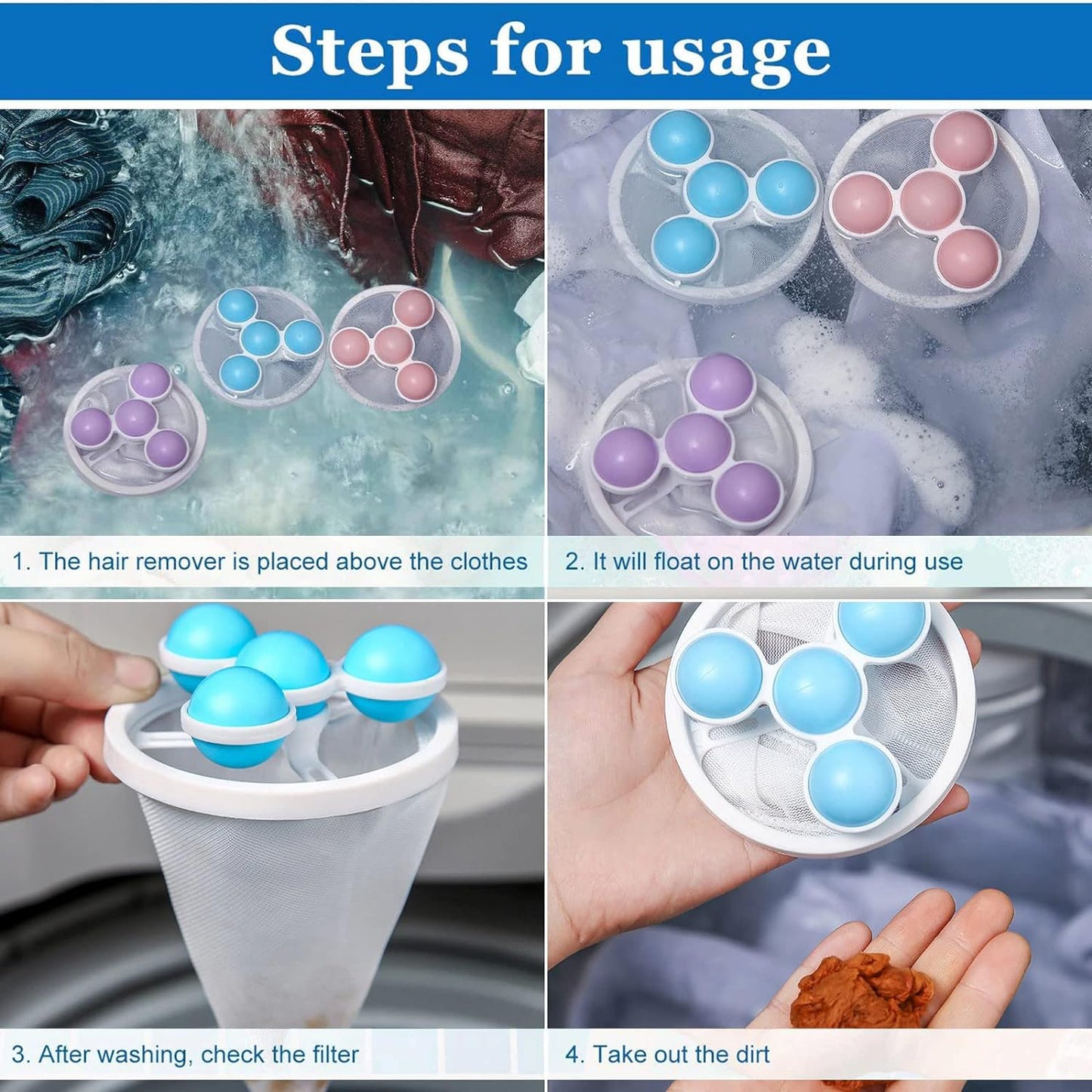 Laundry Ball Floating Pet Fur Lint Hair Catcher Household Reusable Washing Machine Floating Lint Mesh Bag Hair Filter Net Pouch Washing Lint Hair Remover Net Mesh Bag Dryer (1 Pc) - LootFaat