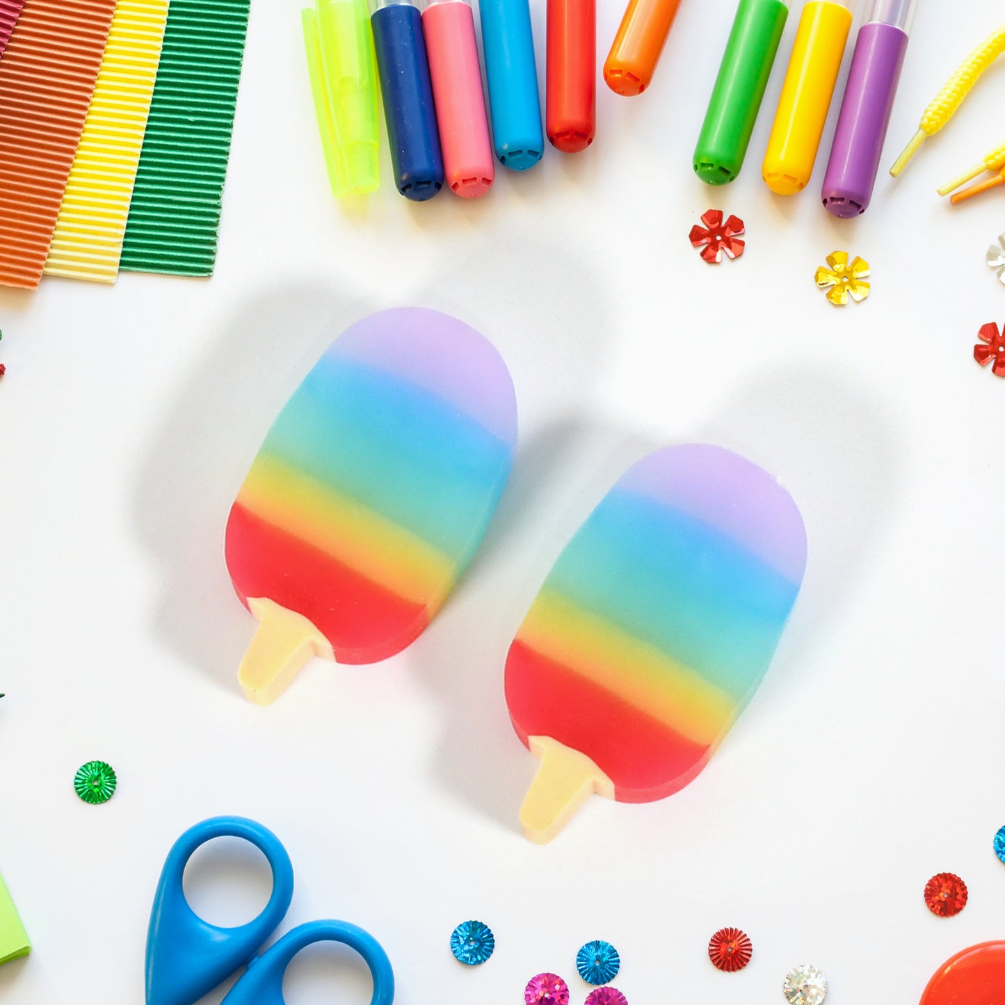 Jelly Popsicle Shape Fancy Stylish Erasers Mini Eraser Creative Cute Novelty Eraser For Children Eraser Set For Return Gift Birthday Party School Prize (2 Pc Set) - LootFaat