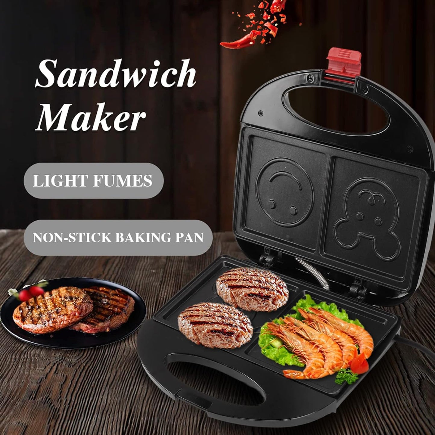 Double Sided Heating 750w Electric Sandwich Maker (1 Pc) - LootFaat