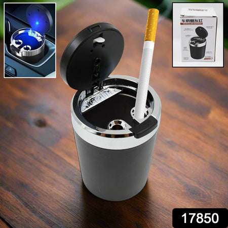 Portable Car Ashtray With Lid And Blue Led Light (1 Pc) - LootFaat