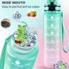 Motivational Water Bottle with Time Marker & Straw