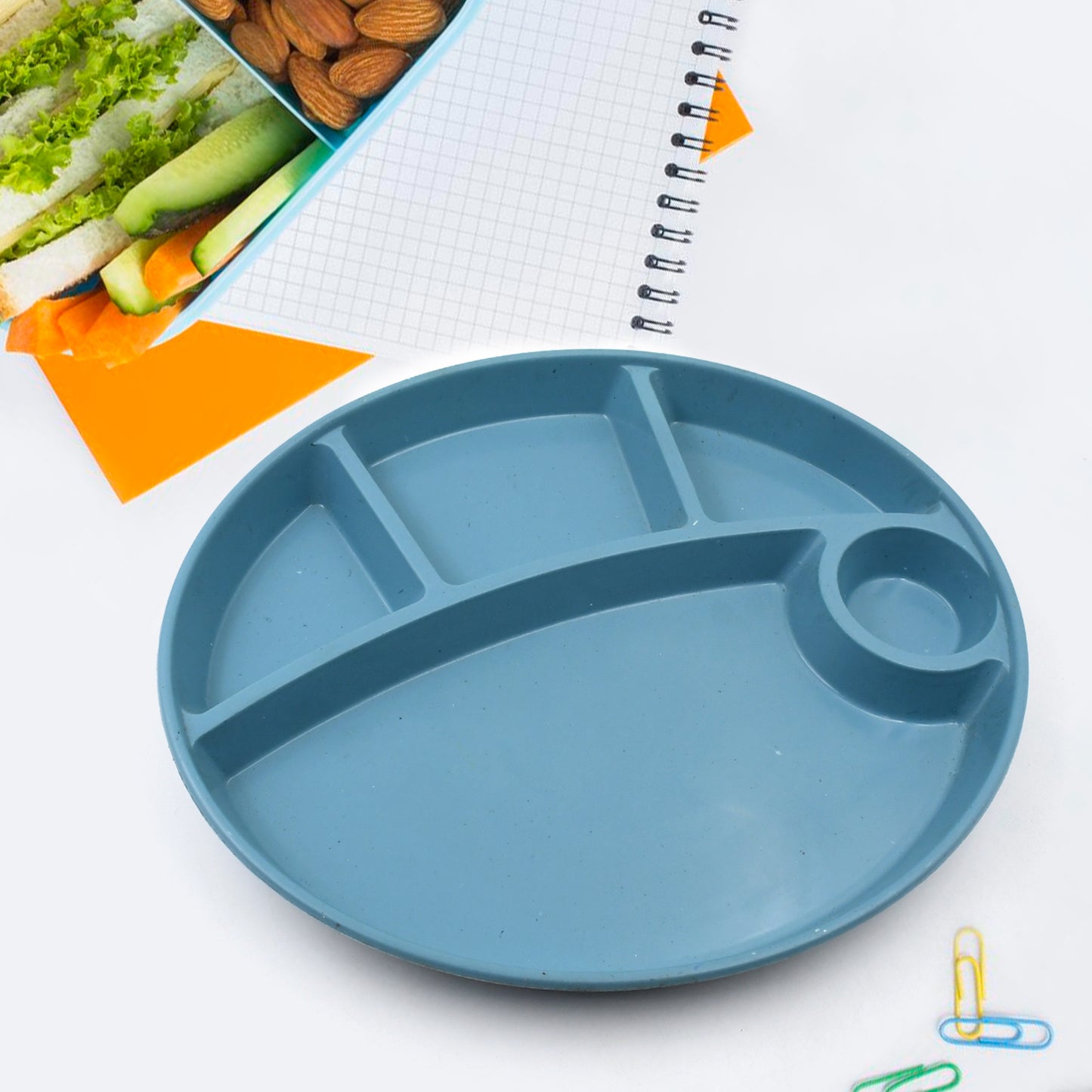 Plastic Food Plates Biodegradable 5 Compartment Plate With Spoon For Food Snacks Nuts Desserts Plates For Kidsreusable Plates For Outdoor Camping Bpa-free(1 Pc) - LootFaat