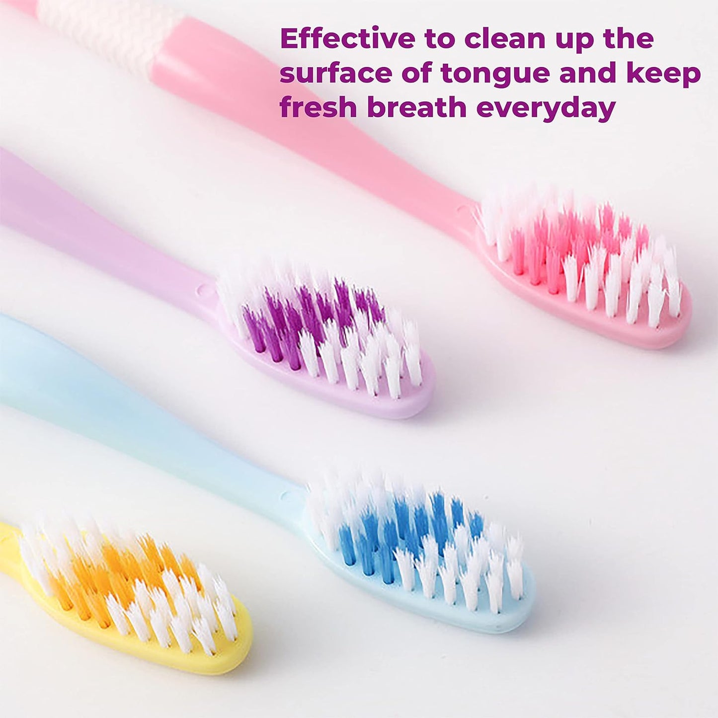 2-in-1 Tooth Brush With Tongue Scraper Soft Bristle Long Handle (8pcs) Soft Toothbrush - LootFaat