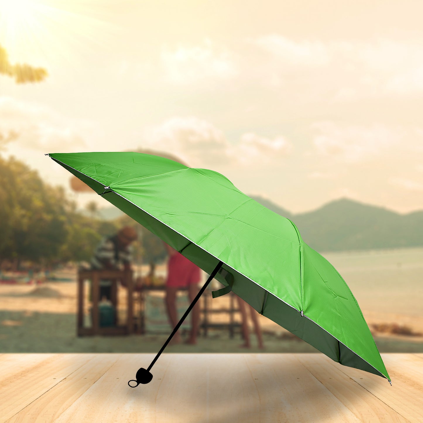 3 Fold Sun Protective Solid Foldable Outdoor Umbrella Portable Sun Uv Protection Lightweight Rain Umbrella With Umbrella Case For Girls Women Men Boys - LootFaat