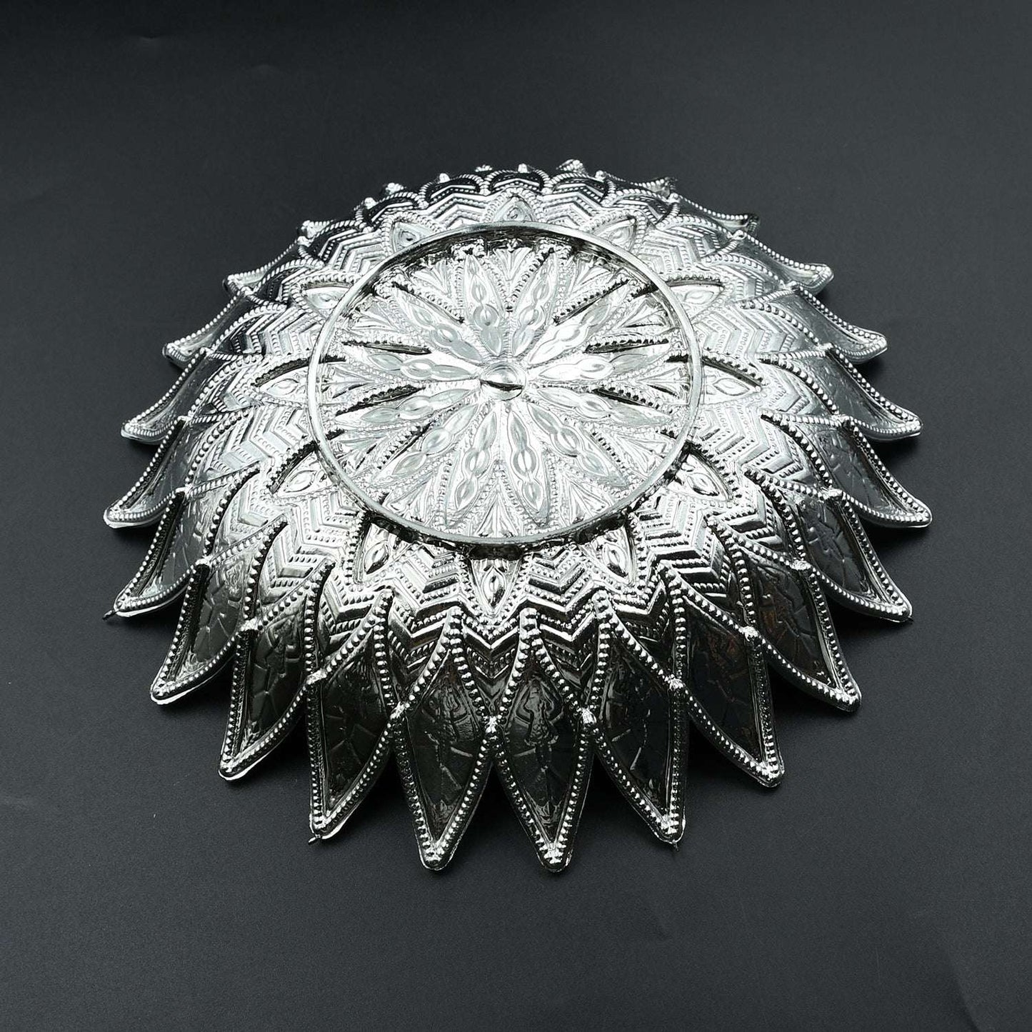 Traditional Design Serving Tray Plastic Silver Finish Serving Tray Multipurpose Tray Decorative Tray Mukhwas Serving Tray (1 Pc ) - LootFaat