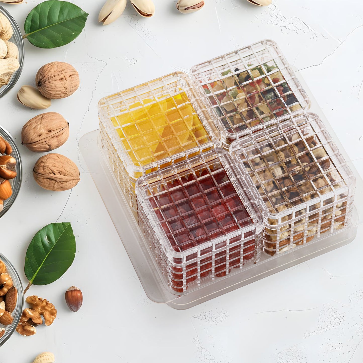 Ganesh Multipurpose Gift Set Dry Fruit Candy (4 Pcs Set With Tray) - LootFaat
