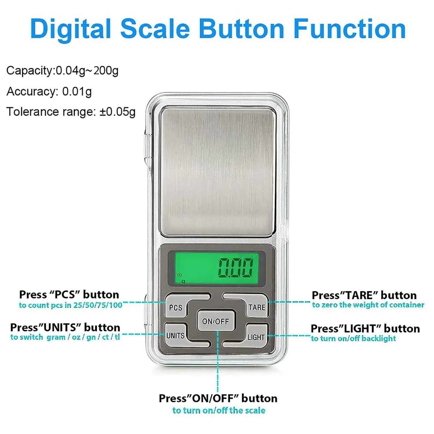 643 Multipurpose (Mh-200) Lcd Screen Digital Electronic Portable Mini Pocket Scale(Weighing Scale) 200g