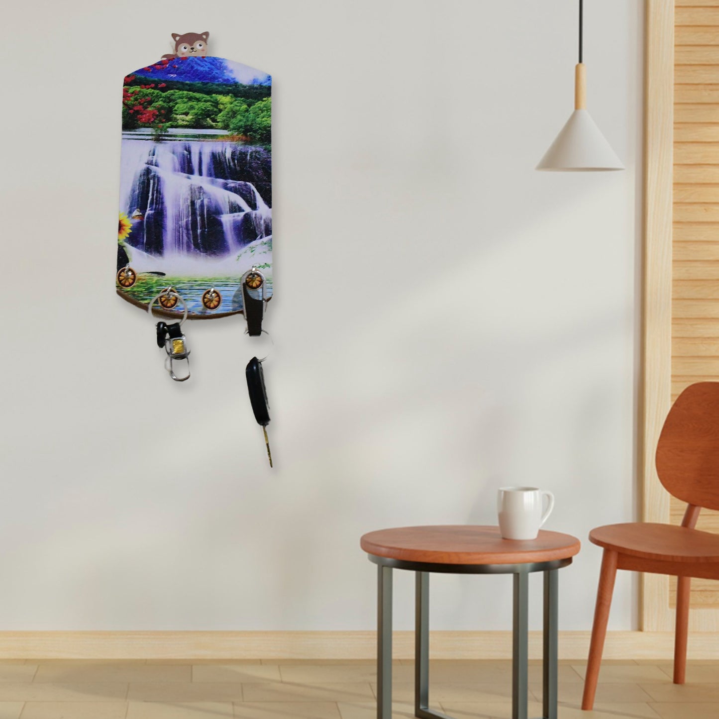 Decorative Wooden Vertical Scenery With Hooks For Wall Hanging - LootFaat