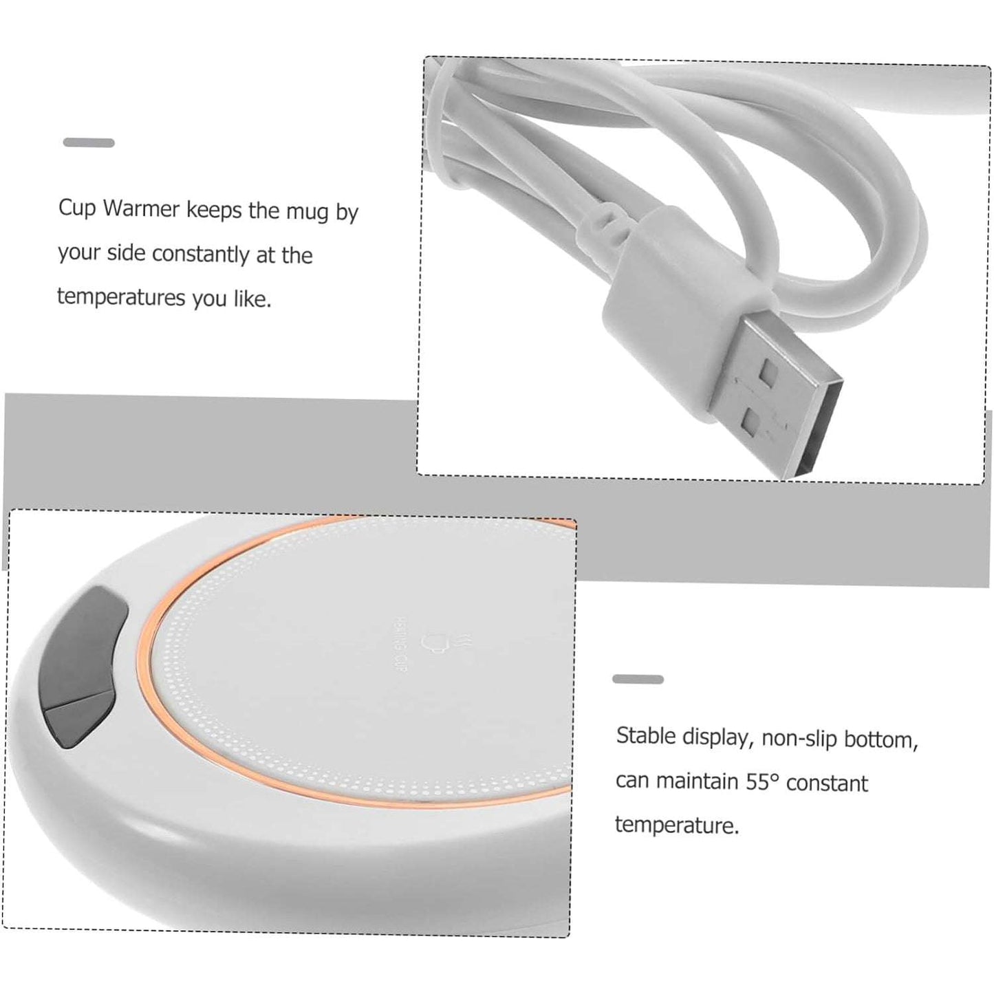 Usb Warm Coaster Heated Coffee Mug Portable Office Desk Portable Cup Heater Coffee Mug Warmer Electric Cup Warmer (1 Pc) - LootFaat
