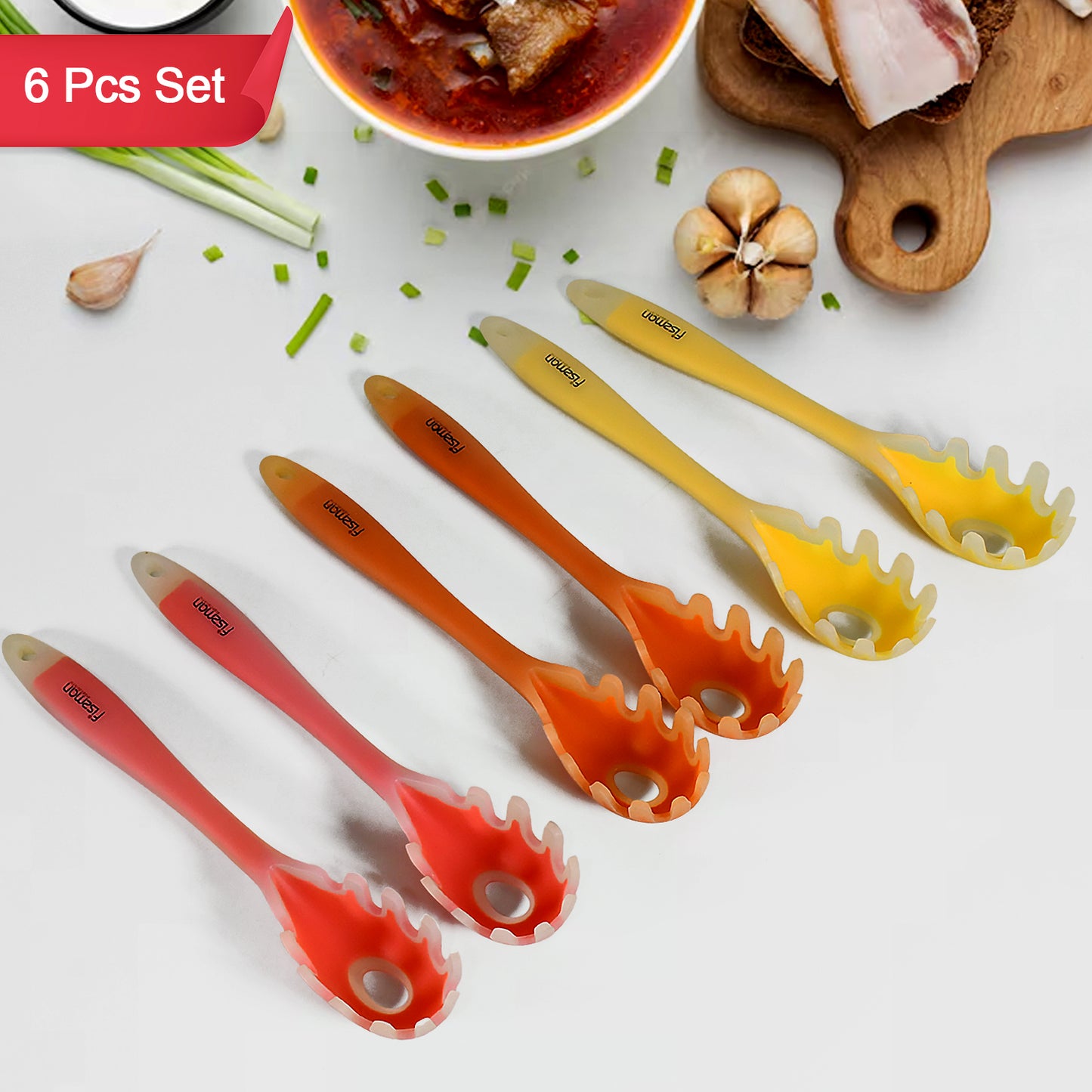 Multipurpose Silicone Spoon Silicone Basting Spoon Non-stick Kitchen Utensils Household Gadgets Heat-resistant Non Stick Spoons Kitchen Cookware Items For Cooking And Baking (6 Pcs Set) - LootFaat