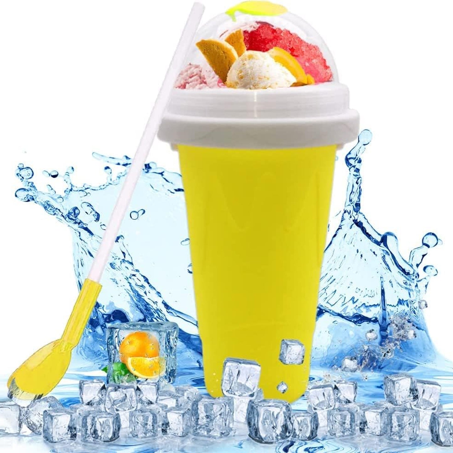 Smoothies Maker Cup Magic Quick Frozen Smoothies Cup Cooling Cup Double Layer Squeeze Cup Slushy Maker (1 Pc) - LootFaat