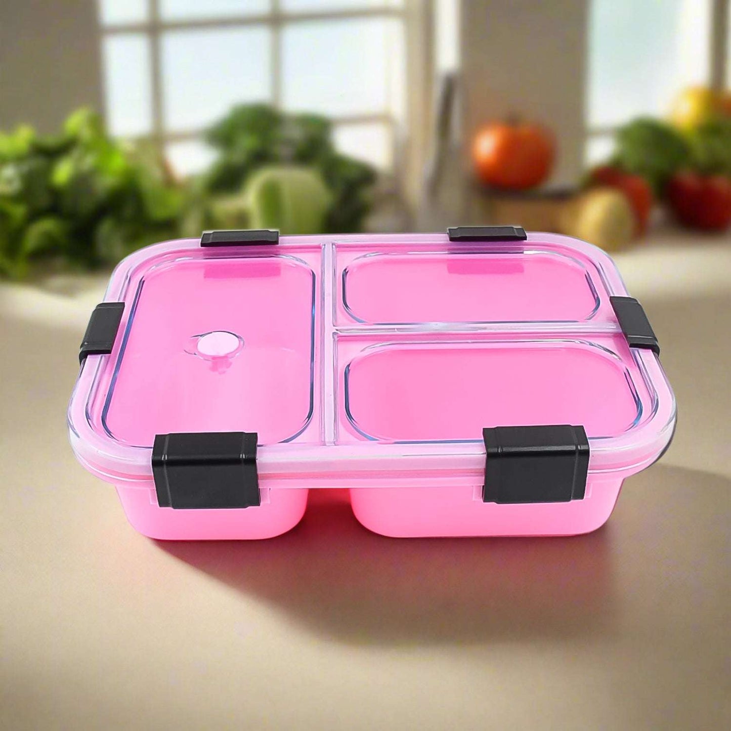 Plastic 3 Compartment Insulated Lunch Box Lunch Box (1 Pc) - LootFaat