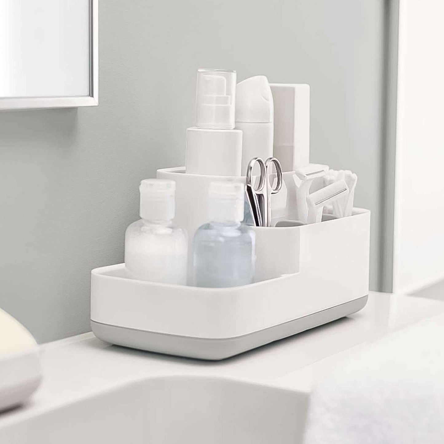 Plastic Multipurpose 5 Compartment Bathroom Desk Organizer Holder (1 Pc) - LootFaat