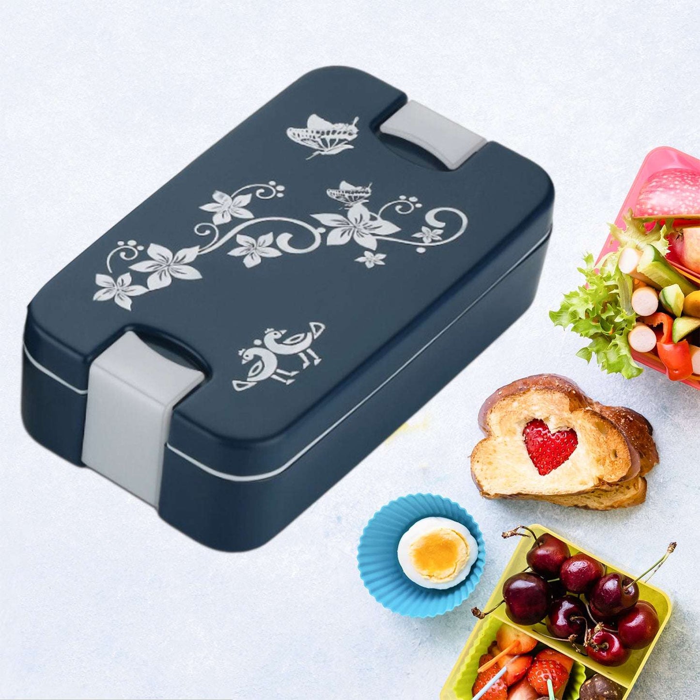 Airtight Lunch Box 2 Compartment Lunch Box Leak Proof Food Grade Material Lunch Box Modern Appearance Compact Lunch Box With Spoon - LootFaat