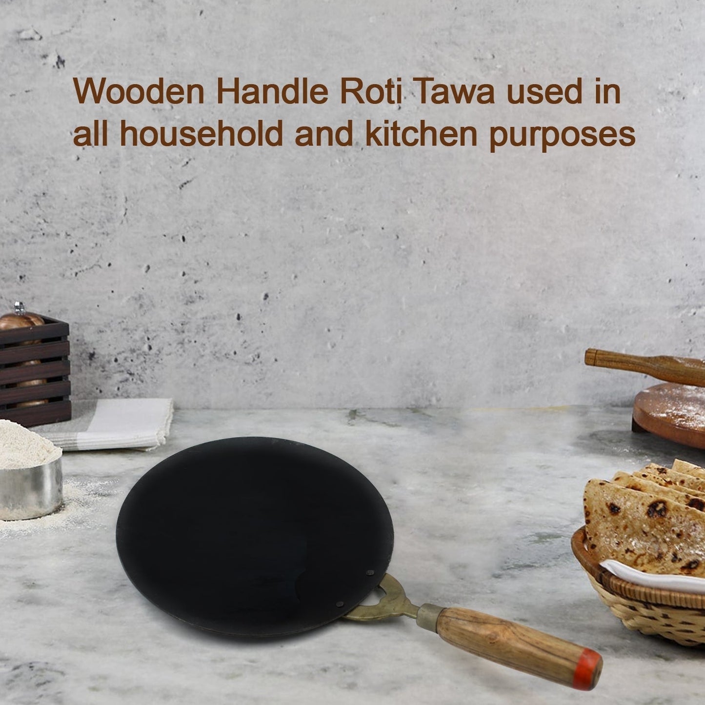 Wooden Handle Roti Tawa Used In All Household And Kitchen Purposes For Making Rotis And Parathas Etc. - LootFaat