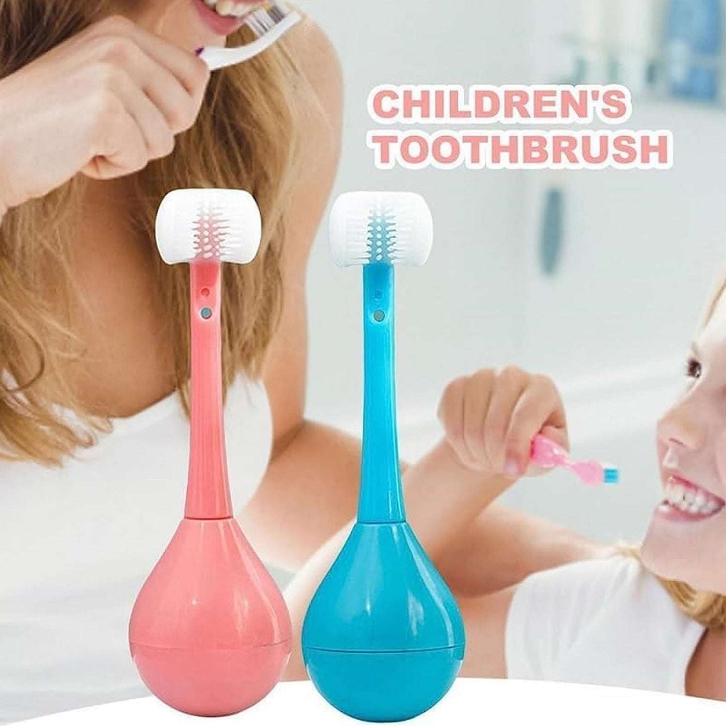 Toddler Toothbrush - Soft Bristle Toothbrush - 3-sided Training Toothbrush With Silicone Head Inverted Cleaning Toothbrush For Aged 2-12 Childrens Cleaning (1 Pc) - LootFaat