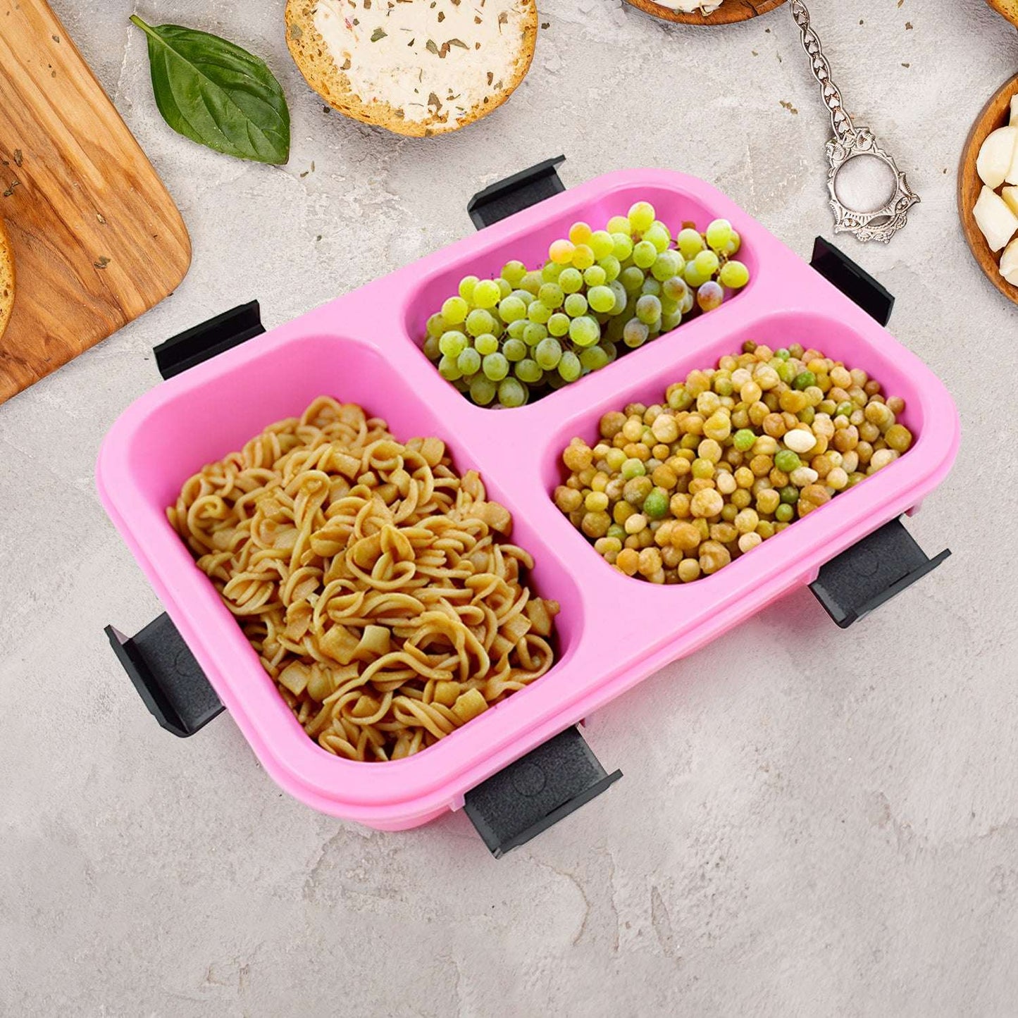 Plastic 3 Compartment Insulated Lunch Box Lunch Box (1 Pc) - LootFaat