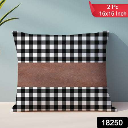 Pillow Covers Leather Cotton Cushion Covers (15 15 Inch 1 Pair 2 Pc) - LootFaat