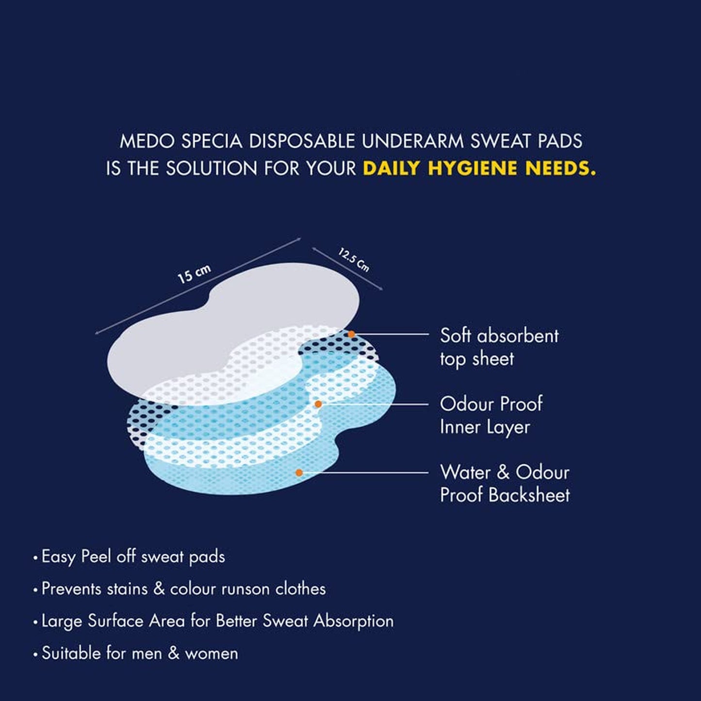 Underarms Sweat Pads Disposable Highly Absorbent Pads Cotton Anti-allergic Anti Bacteria Anti Smell Underarm Perspiration Pad For Men And Women (Pack Of 10) - LootFaat