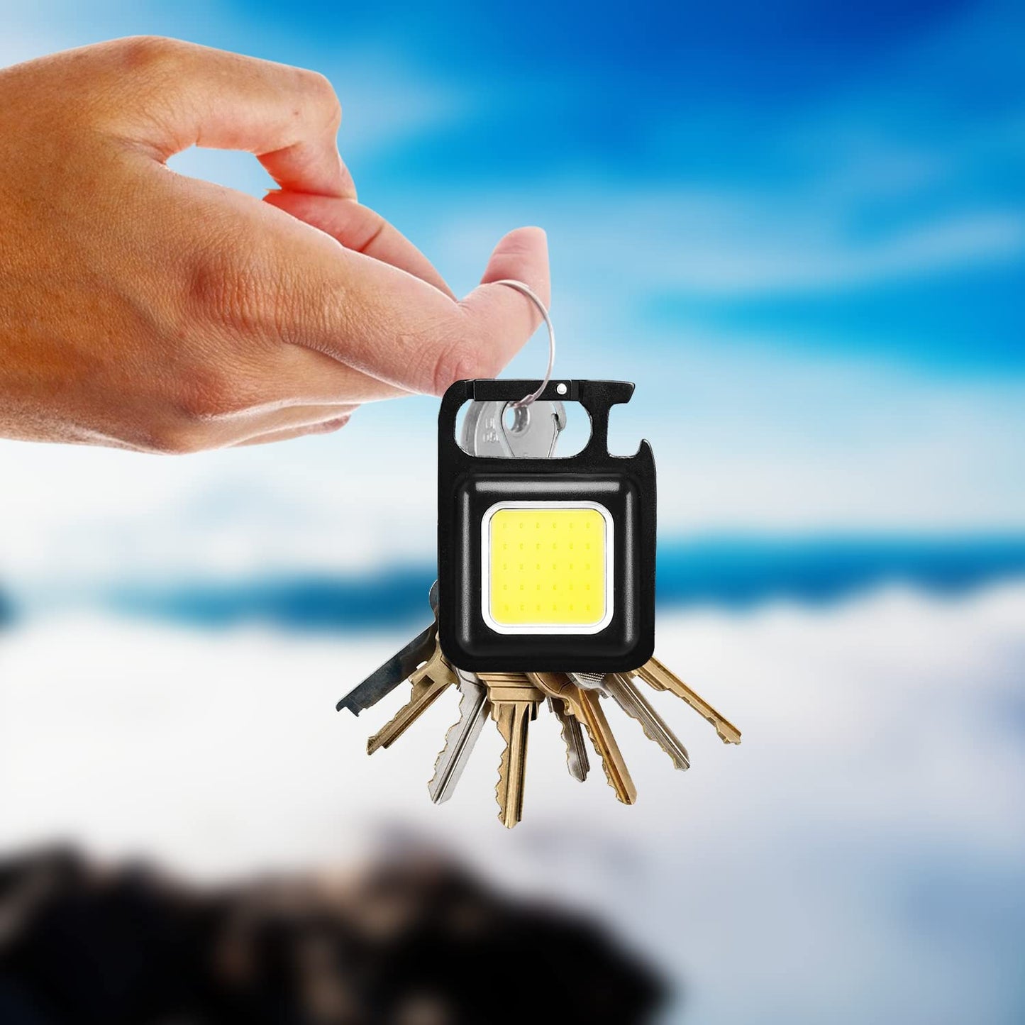 Rechargeable Keychain Mini Flashlight With 4 Light Modesultralight Portable Pocket Light With Folding Bracket Bottle Opener And Magnet Base For Camping Walking - LootFaat