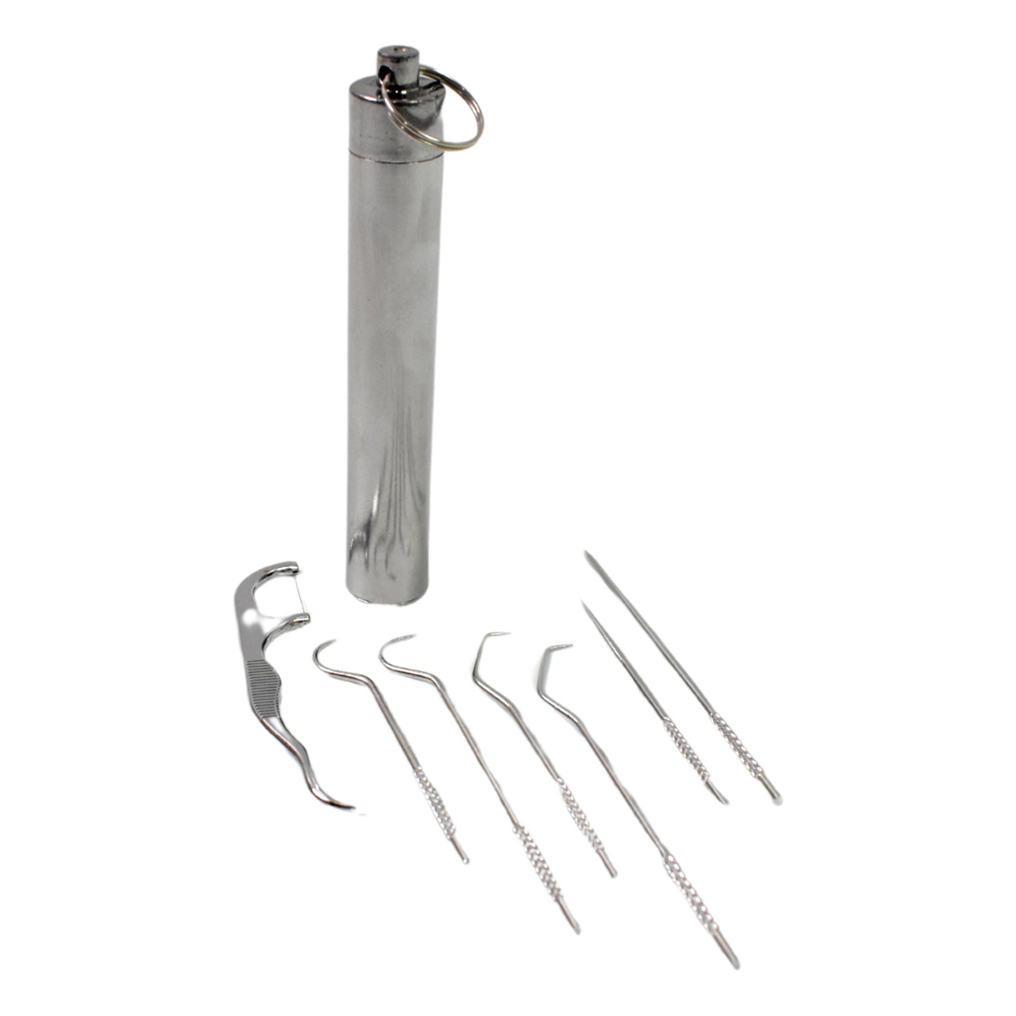 7 In 1 Stainless Steel Toothpick Flossier Set (1 Set With Case) - LootFaat