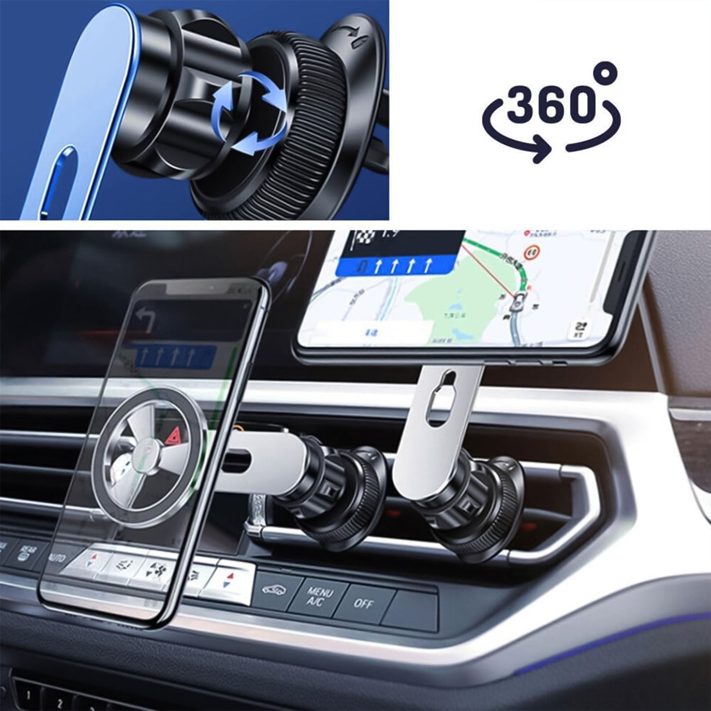 360 Rotatable Foldable Air Vent Magnetic Phone Holder (1 Pc) - LootFaat