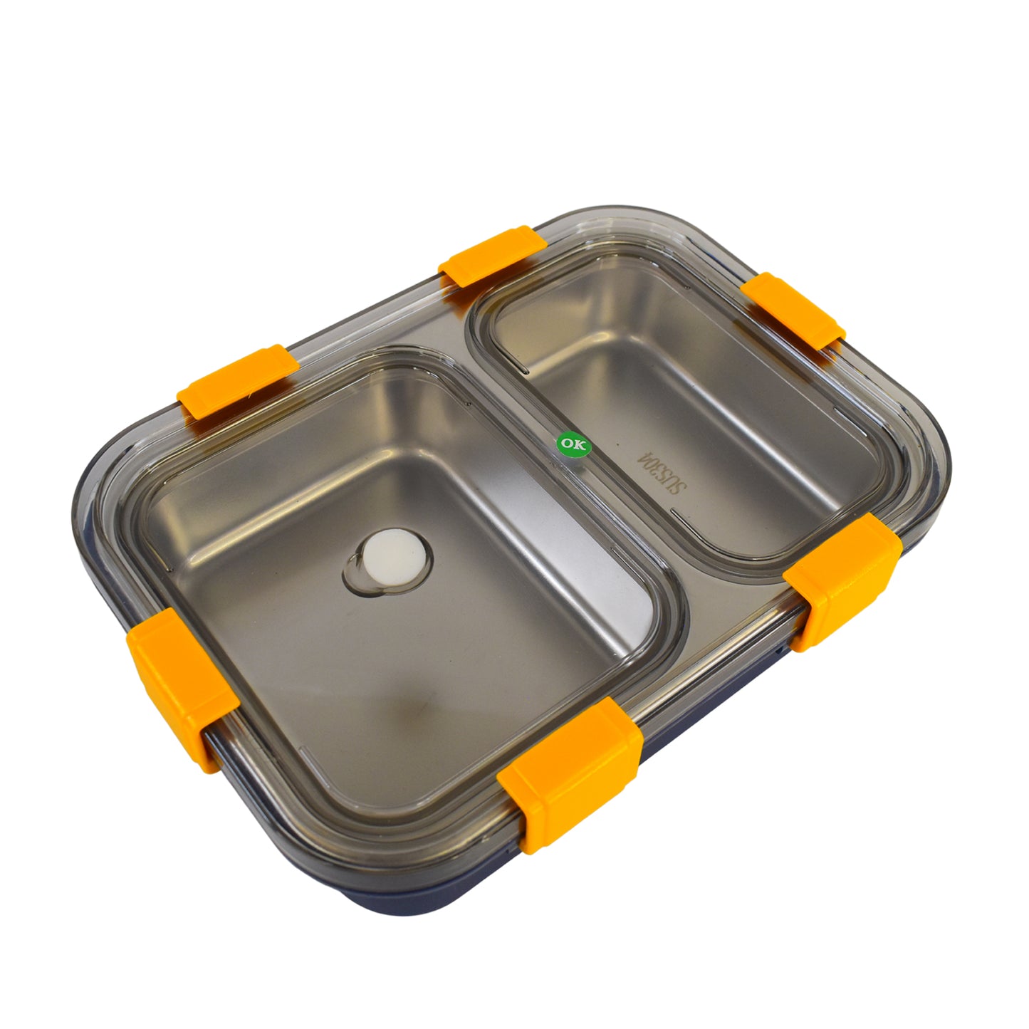 Stainless Steel Lunch Box 2 Section Lunch Box With Spoon - LootFaat