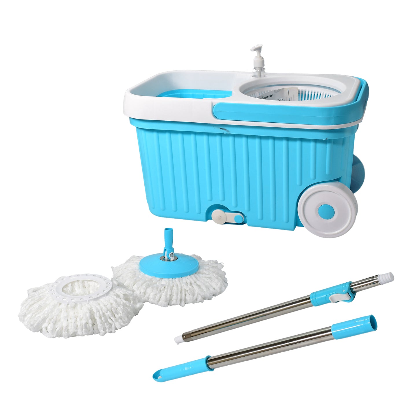 Sporty Plastic Spin Mop With Bigger Wheels And Plastic Auto Fold Handle For 360 Degree Cleaning. - LootFaat