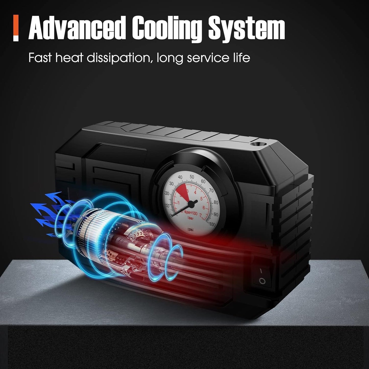 Portable Air Compressor - 12V Tire Inflator for Car, Bicycle & Inflatables with LED Light