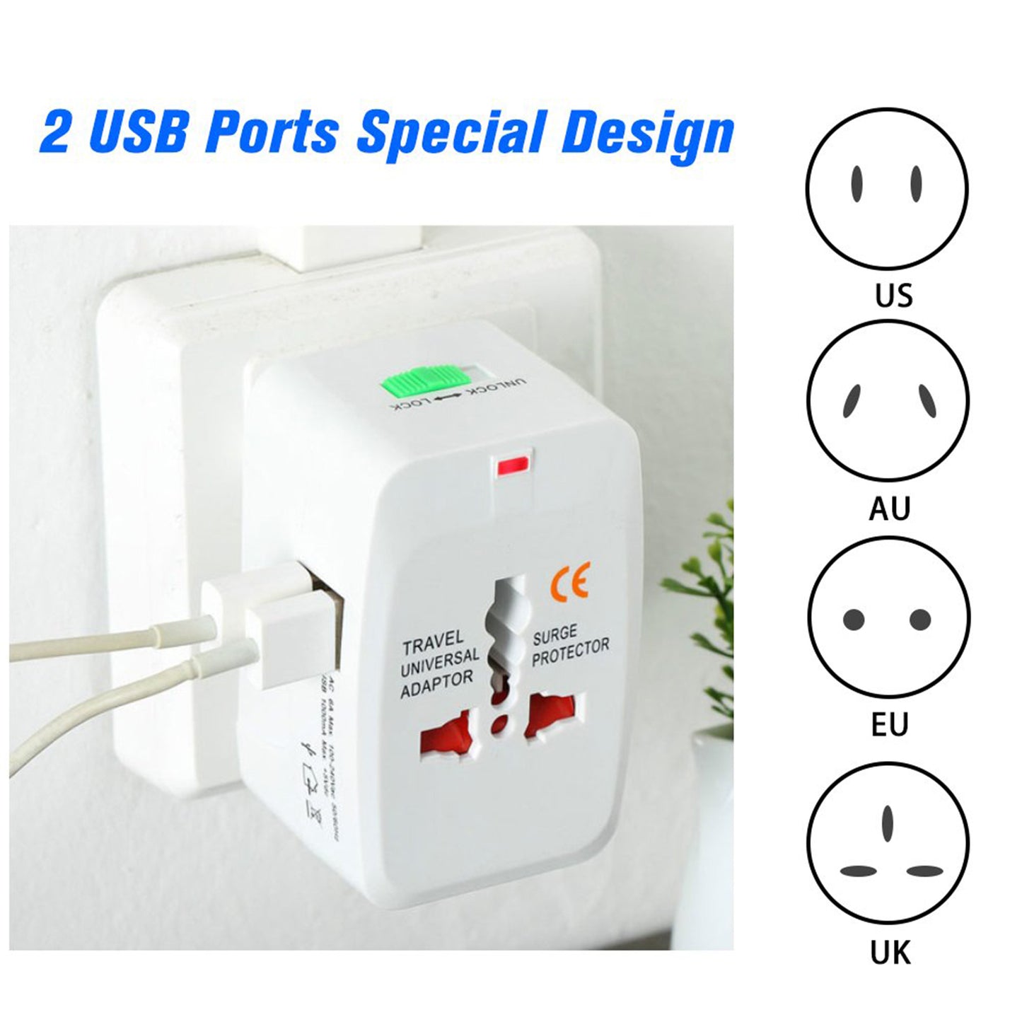 All-in-one Universal Worldwide Travelling Ac Adaptor Plug (Au Uk Us Eu) International Power Charger Electric Usb Power Plug Socket Adapter Converter (1 Pc) - LootFaat