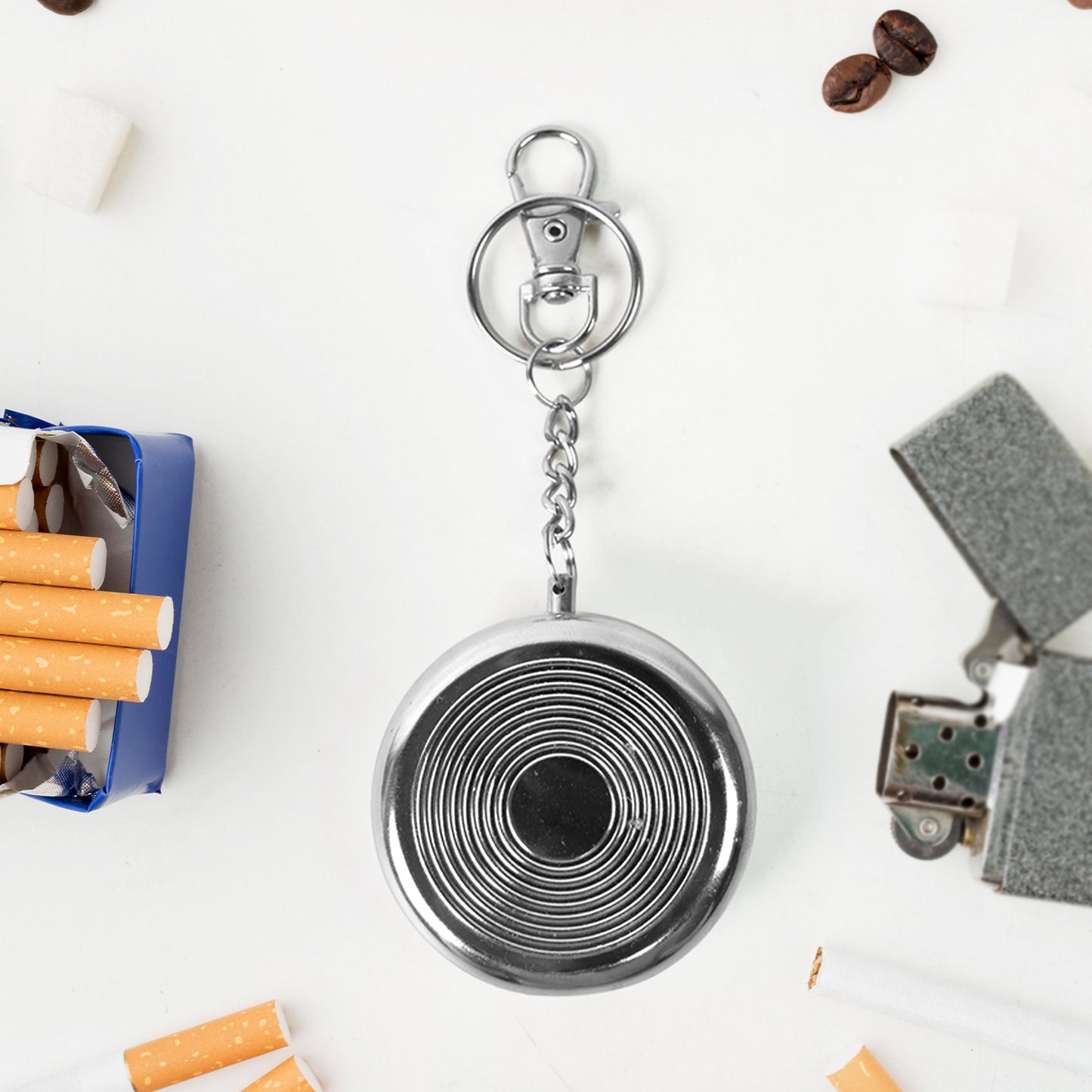 Mini Pocket Ss Ashtray With Keyring (1pc) - LootFaat