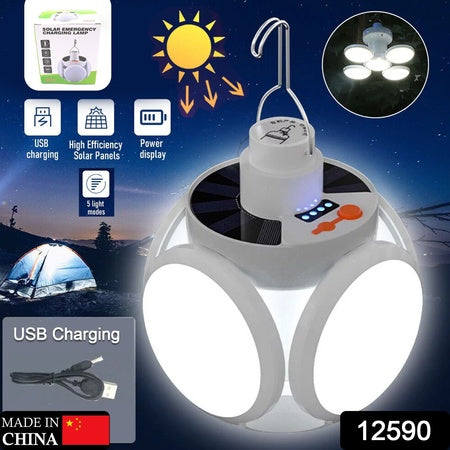 Solar Multi-functional Emergency Led Light Bulb With Usb Charging Led Camping Lamp Camping Lamp Usb Rechargeable 5 Brightness Light Modes Foldable Camping Light Sos Ip65 Waterproof Camping Light Blackout Emergency Equipment Camping Gadgets - LootFaat