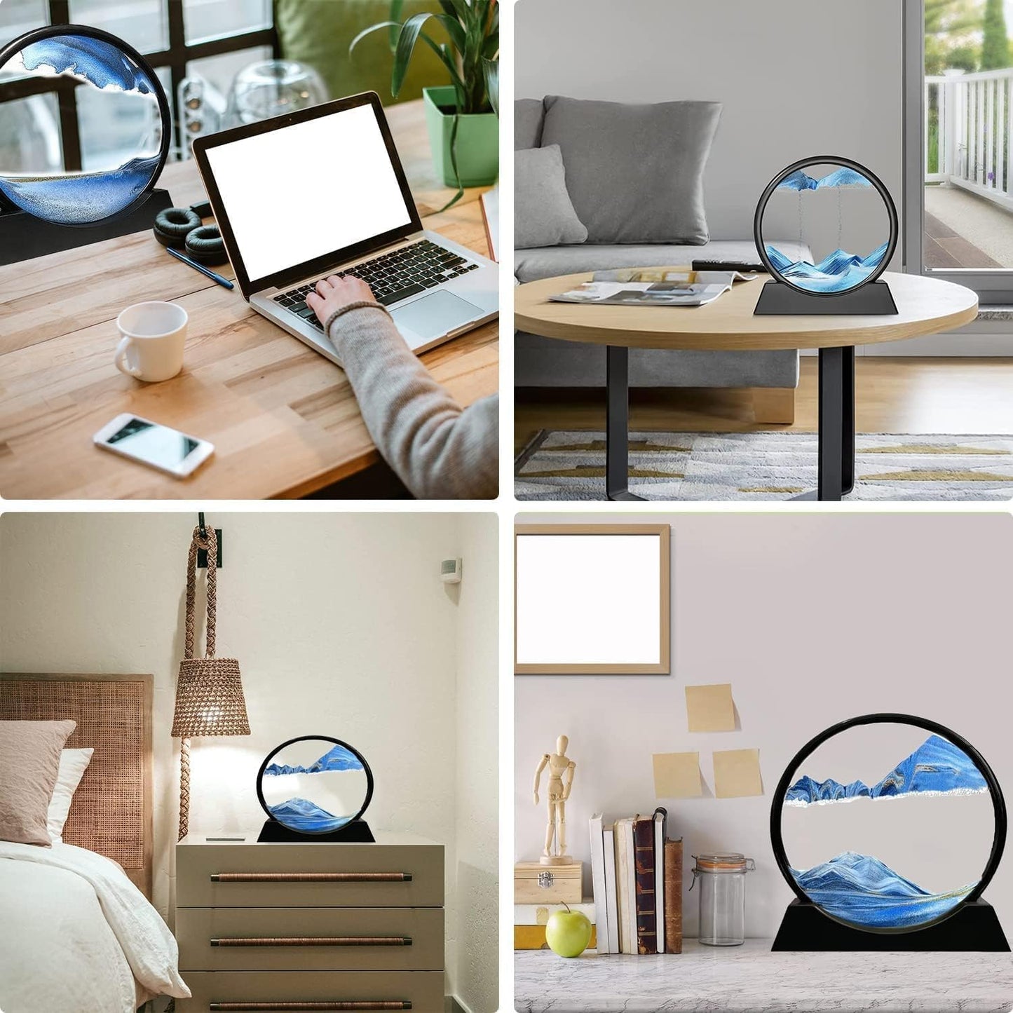 Moving Sand Art Picture Glass Liquid Painting 3D Natural Landscape showpieces for Home Decor Antique Gifts for Kids Office Desktop Decoration Desk Table Decorative Items