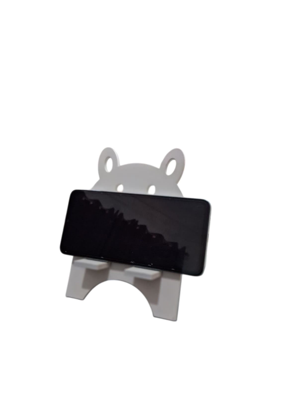 wooden white mobile holde