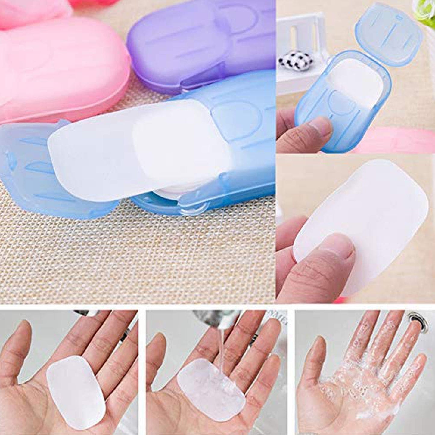 Portable Easy Carry Travel Paper Soap Sheet With Mini Box (20 Sheets In A Pack Approx Mix Color) - LootFaat