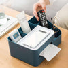 6-Compartment Desk Organizer - Tissue Box, Remote, Pen, and Stationery Holder