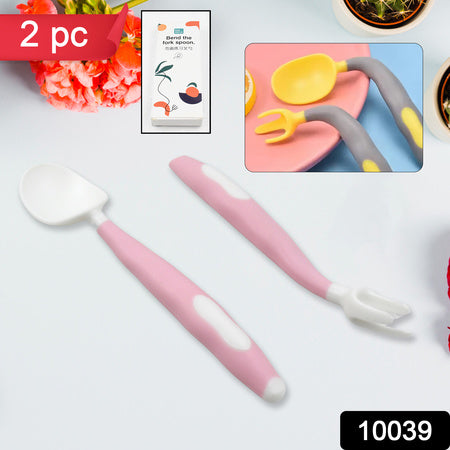 Silicone Bendable Kids Feeding Spoons And Forks Toddler Utensils With Travel Case Baby Spoon And Fork Set For Self-feeding Learning Bendable Handle For Kid Children Toddlers (2 Pc Set) - LootFaat