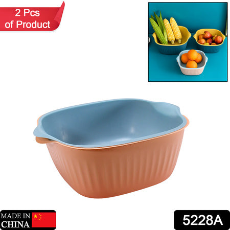 Kitchen Bowl Plastic Washing Bowl And Strainer Drainer Basket For Home Kitchen Use - LootFaat