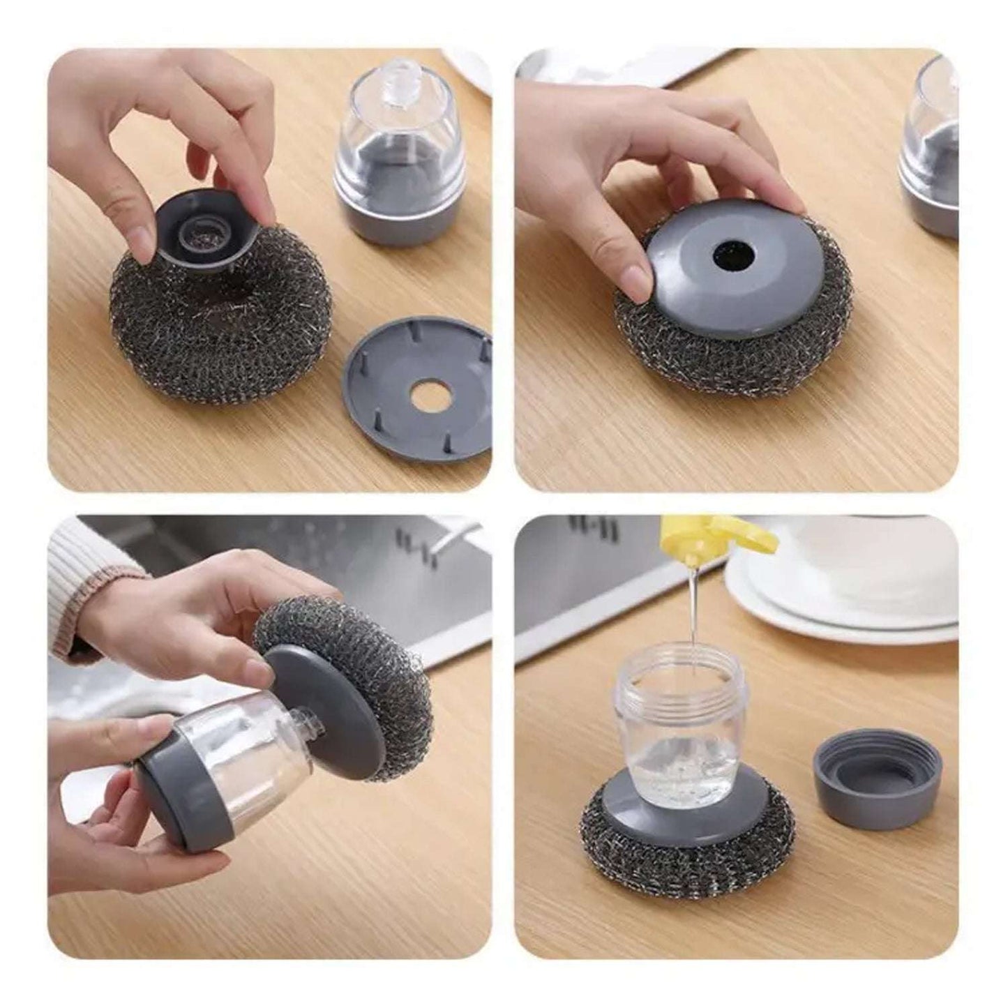 Soap Dispensing Palm Brush Washing Liquid Dish Brush Soap Pot Utensils With Dispenser Cleaning - LootFaat