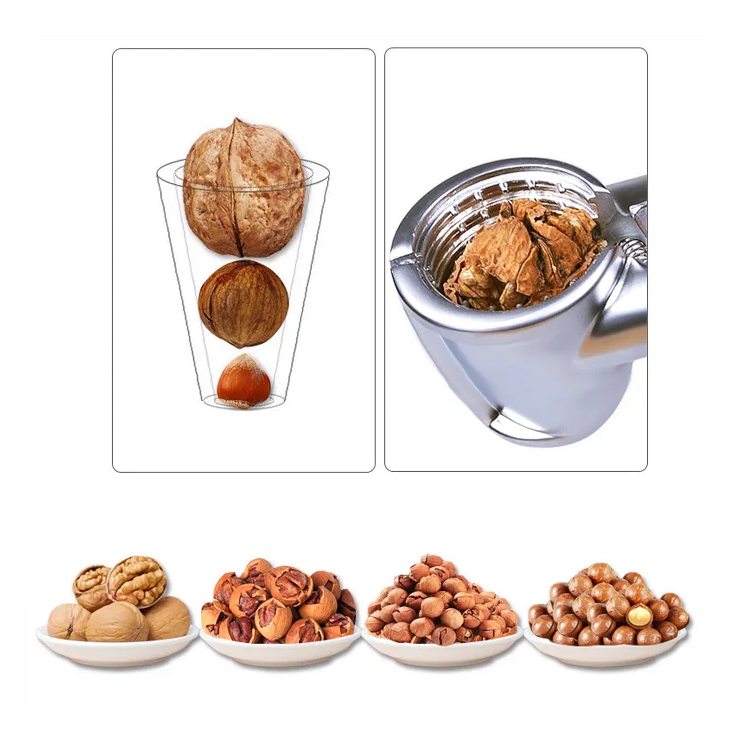 Walnut Cracker Luxury Die Cast Stainless Alloy Nut Cutter Walnut Clamp Plier Portable Smart Walnut Akhrot Pincers Bottle Opener For Pecans Almonds Brazil Nuts - LootFaat