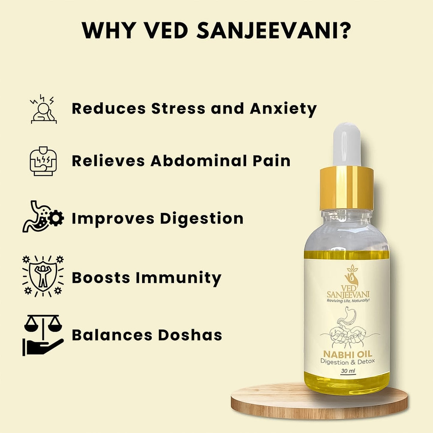 Ved Sanjeevani 30ml Ayurvedic Nabhi Oil For Digestion Detox (30ml 1 Pc)