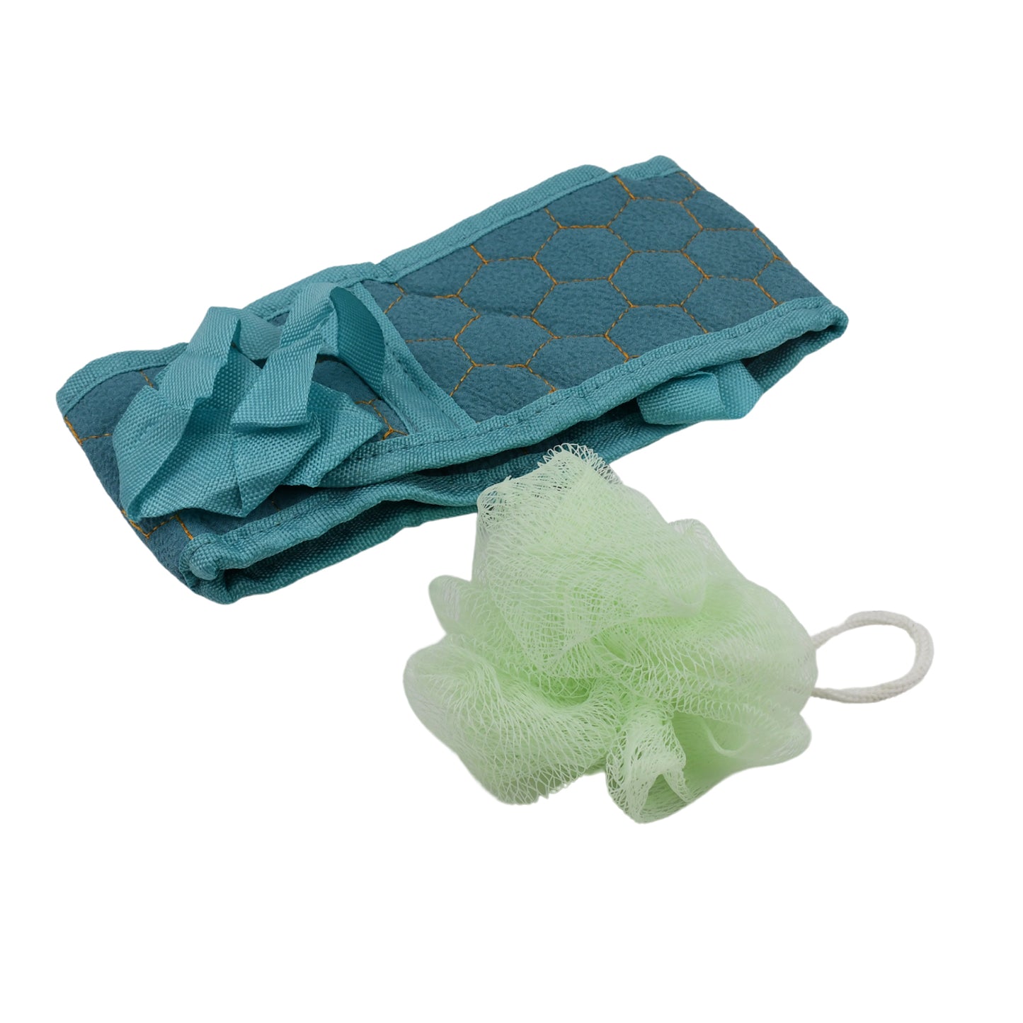 Bath Shower Set Scrubber Loofah Sponge Pouf Bath Brush Extra Long Dual Sided Scrubber Long Lasting Deep Clean Super Soft Body Scrubber For Men Woman (2 Pcs Set) - LootFaat