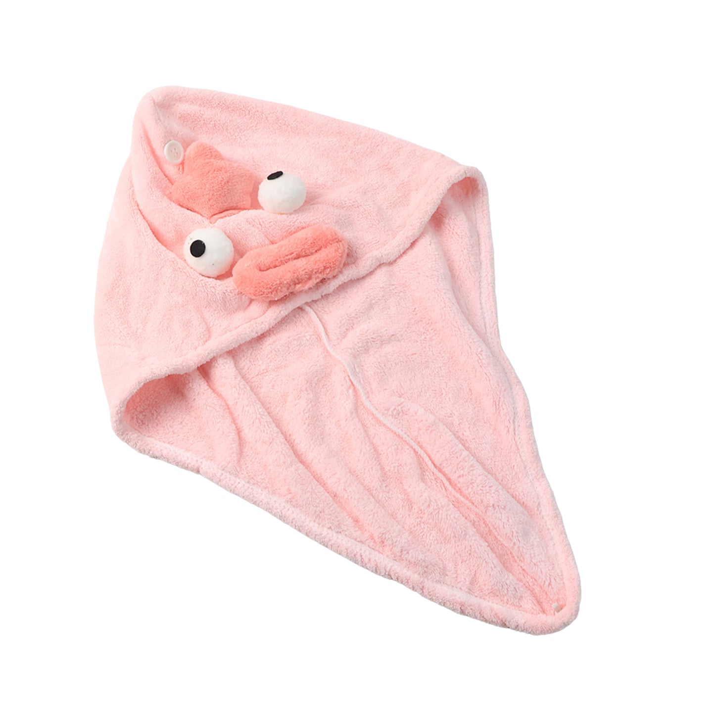 Cartoon Microfiber Hair Drying Towel Wrap with Button